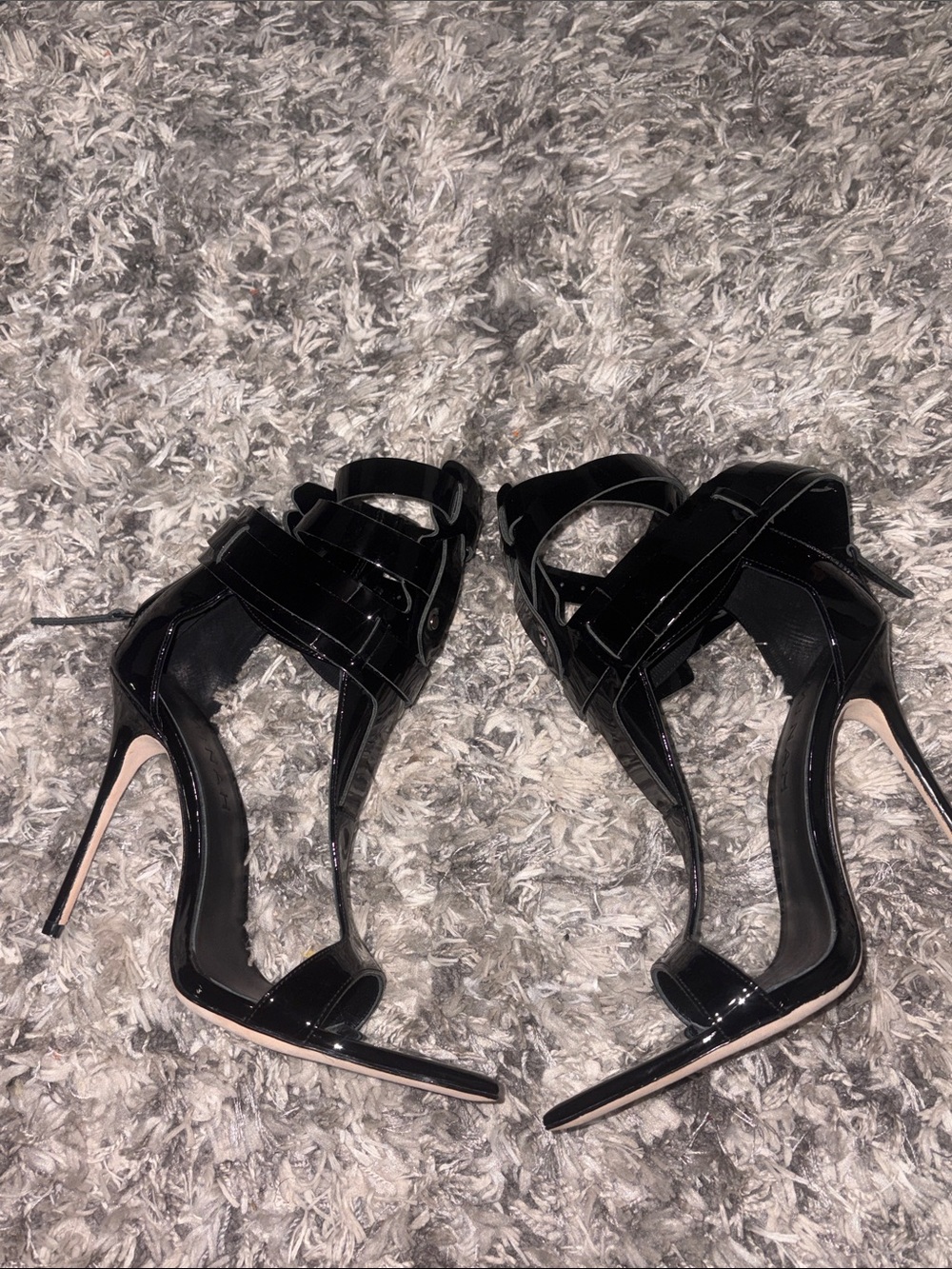 Aminah Abdul Jillil Elegant Black Patent Leather Heels Size 7M